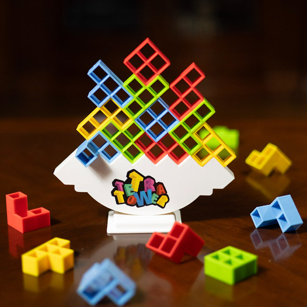 Tetra Tower Game,32 pcs Tetris Tower Balance Board Game for Kids